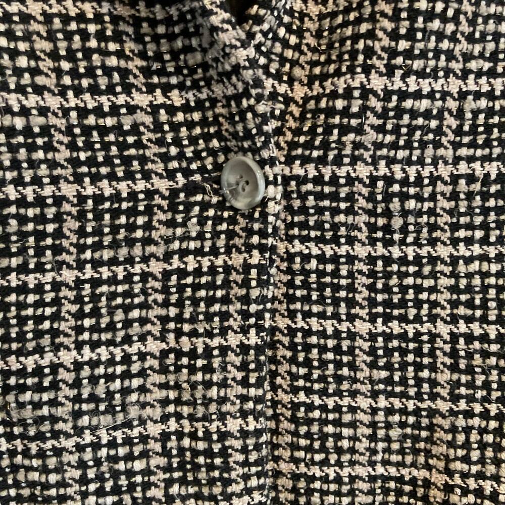 Emil Rutenberg Vintage 90s Black White Hand Woven Silk Blazer Women’s L - Picture 11 of 16